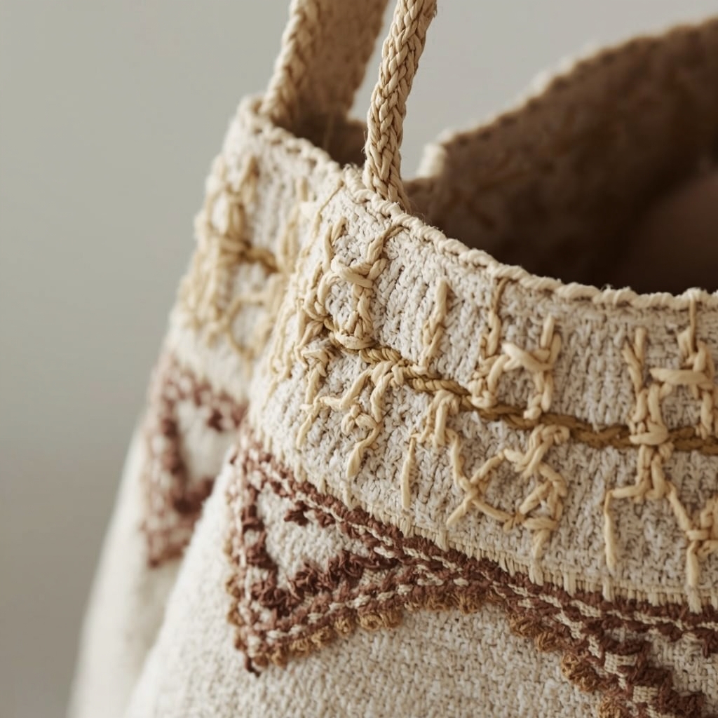 Handcrafted fabric bag detail