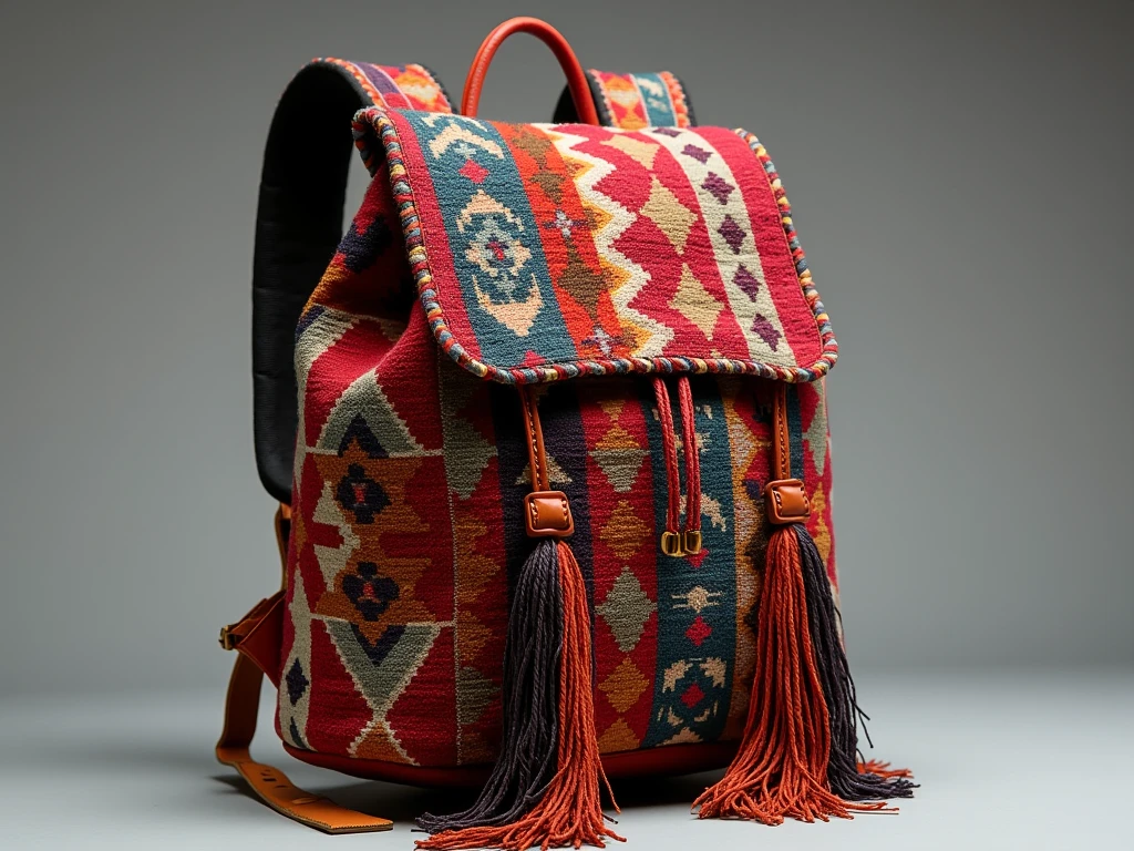 Woven tapestry backpack