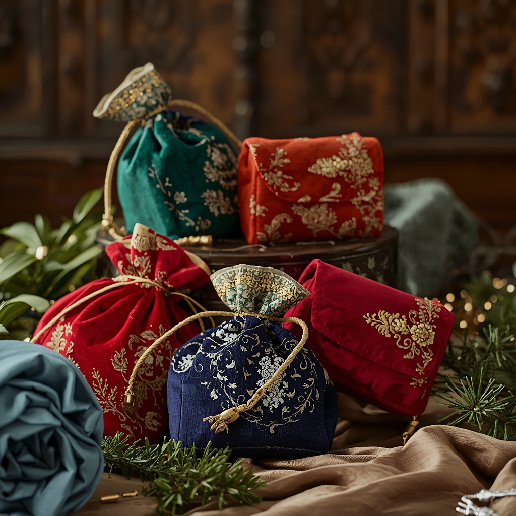 Luxury fabric pouch collection